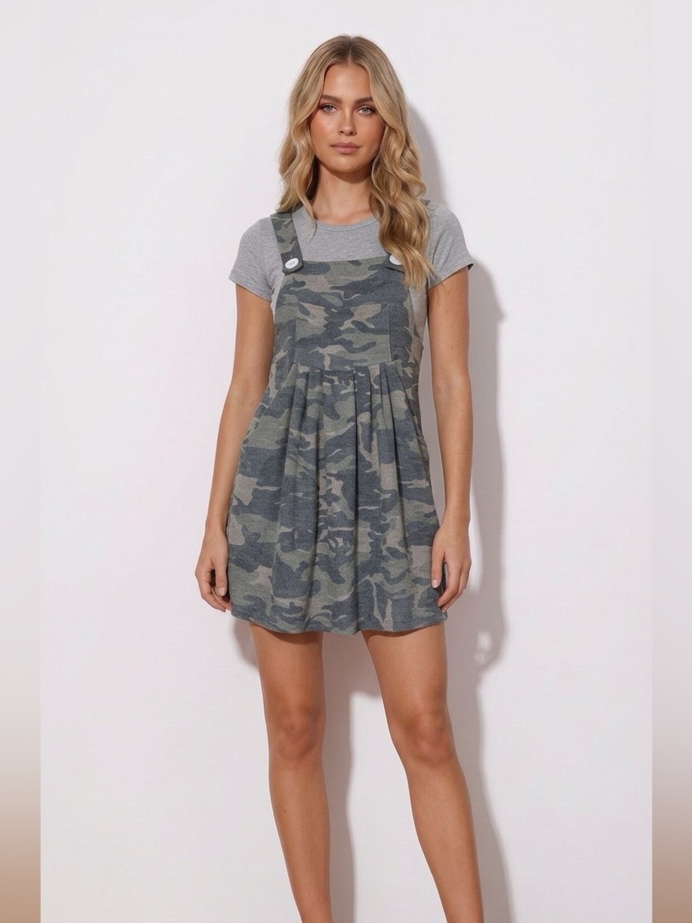 Blakeley Camo Overall Dress with Olive Crop top